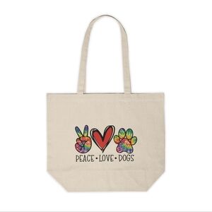 Tie Dye Peace Love Dogs Custom Canvas  Tote Bag